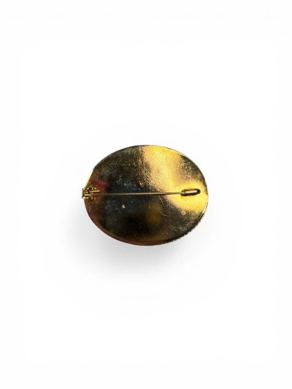 Floral Mosaic Oval Brooch Glass Tile Inlay Gold Tone 1960s Vintage - Picture 2 of 5